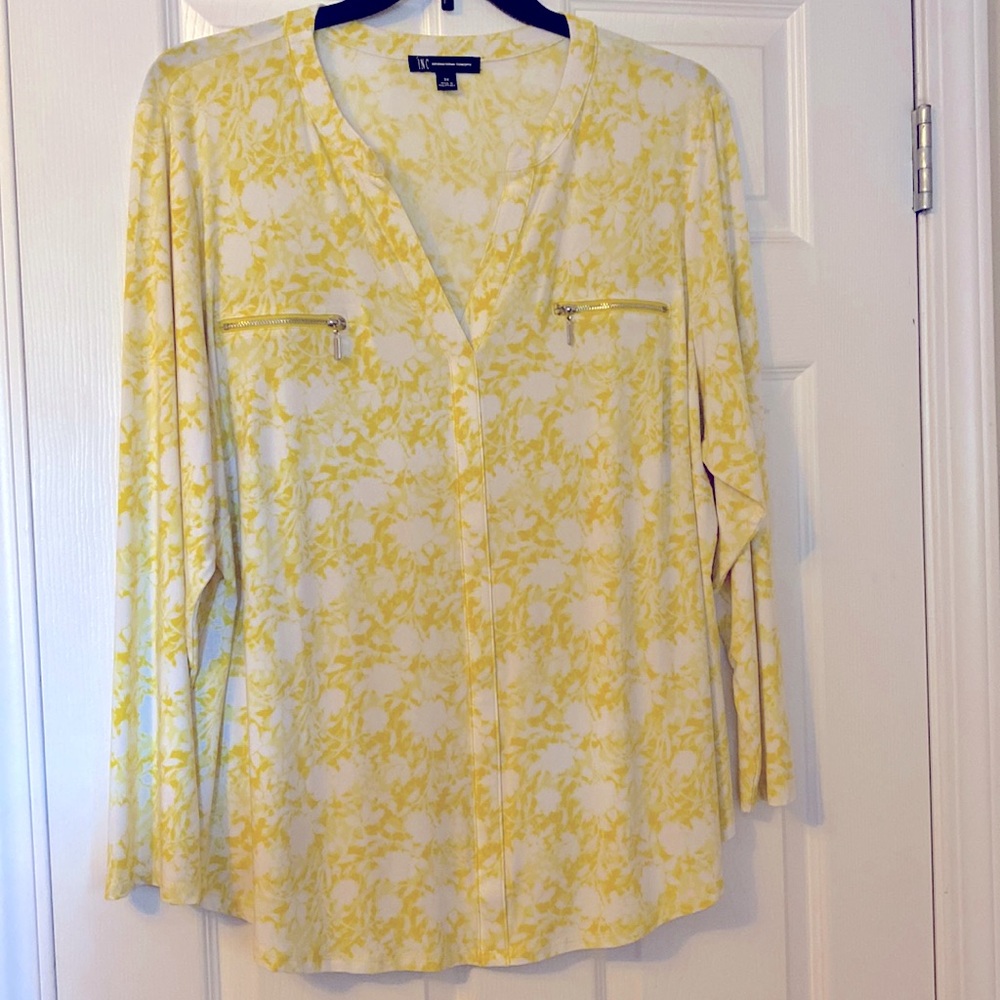 INC Yellow Print Top Neck
